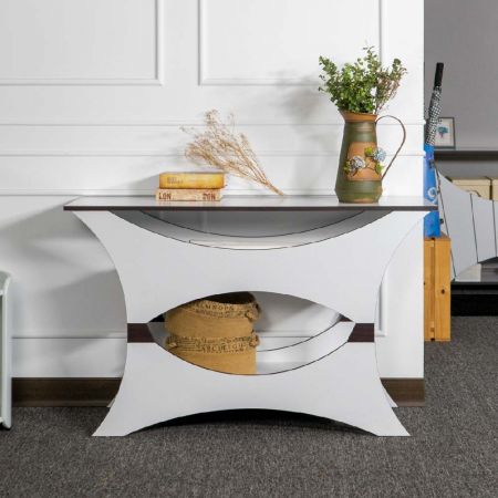 Curved Shape 75cm High White Espresso Console Table